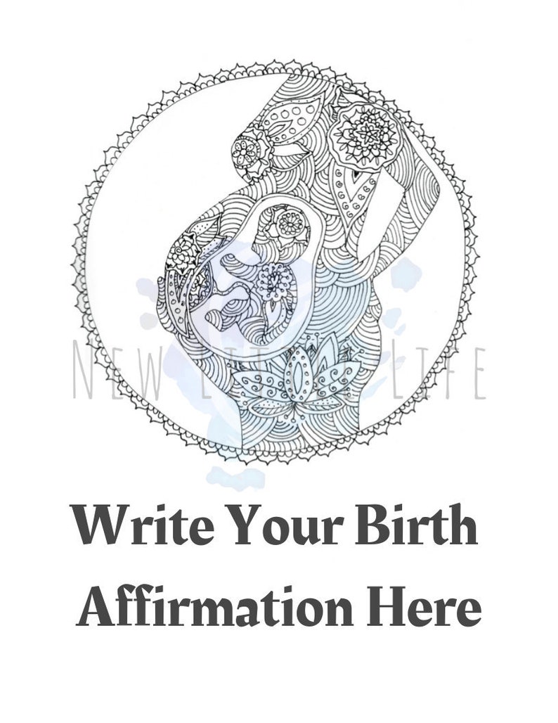 Pregnancy Coloring Page DIGITAL DOWNLOAD Birth Art, Adult Coloring ...