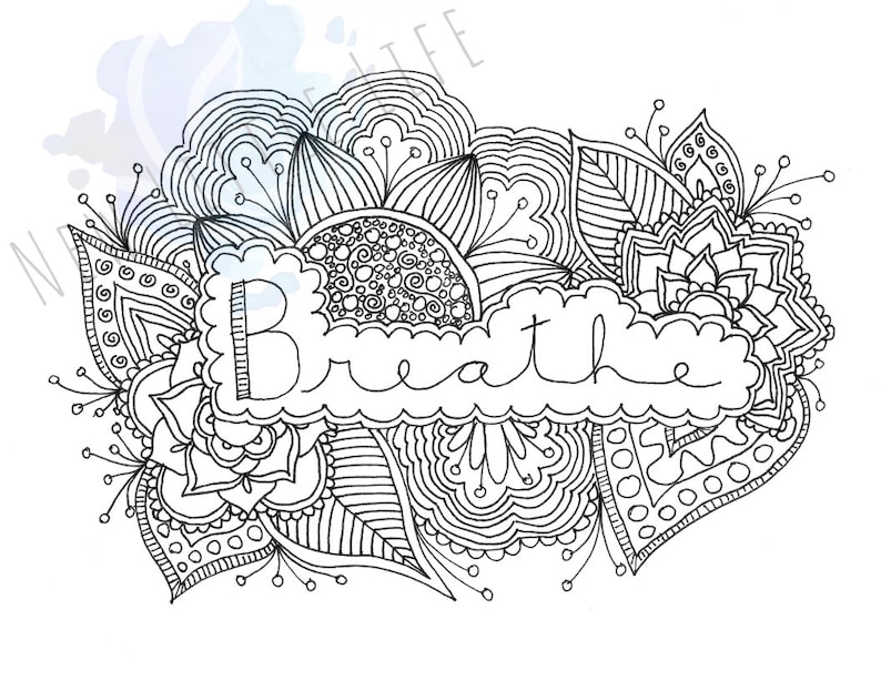 Breathe Coloring Page DIGITAL DOWNLOAD Birth art Adult | Etsy