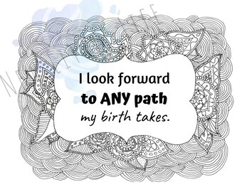 Birth Affirmation Coloring Page - DIGITAL DOWNLOAD - Adult coloring, Birth affirmations, Mandala, Coloring page, Custom Birth Affirmation,