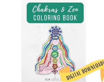 Chakras & Zen Coloring Book DIGITAL DOWNLOAD- Chakra coloring, Adult coloring, Chakras, Mandala, Coloring book, Healing, Relax, Zentangle,