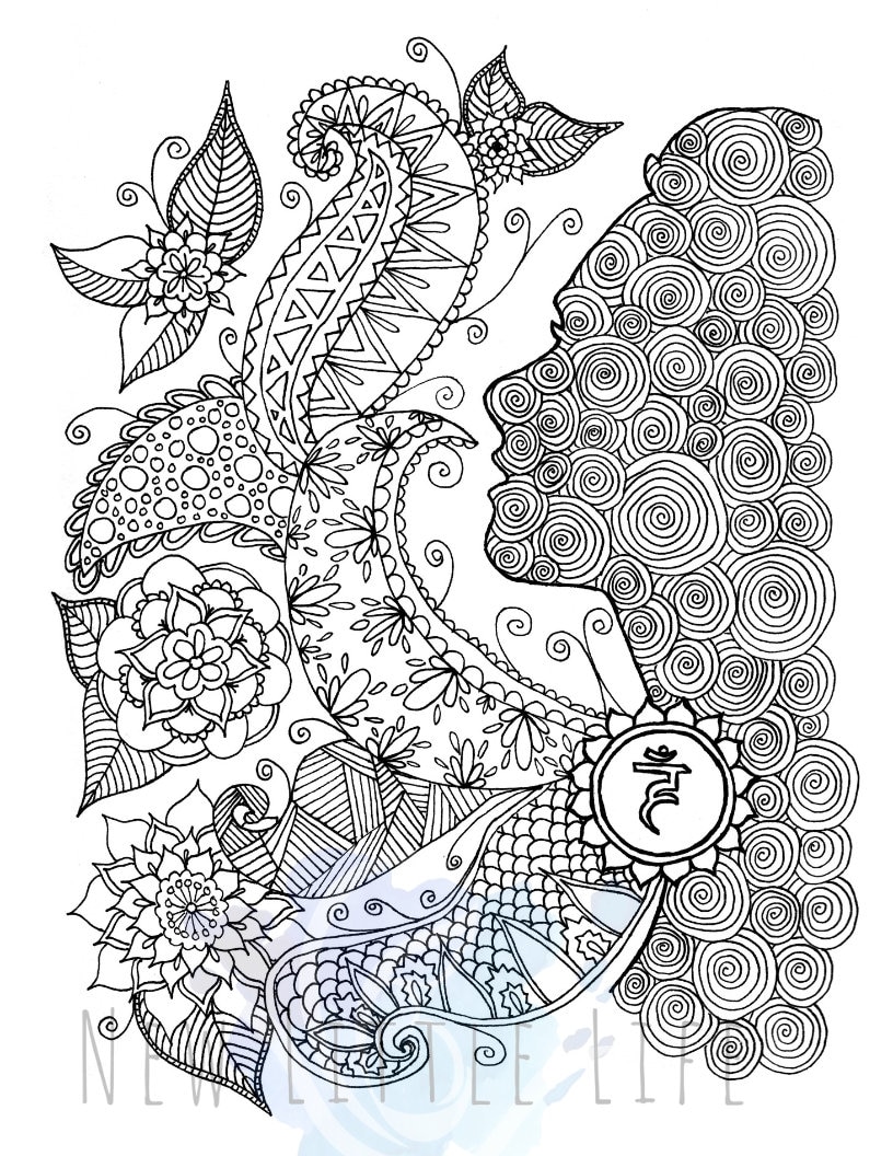 Throat Chakra Coloring Page - DIGITAL DOWNLOAD - Adult coloring, Chakra, Mandala, Coloring page, Chakra Coloring Page, Throat Chakra