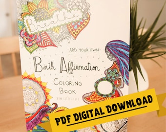 Pregnancy Coloring Book - DIGITAL DOWNLOAD - Adult coloring, Birth affirmations, Mandala, Coloring book, Pregnancy Coloring