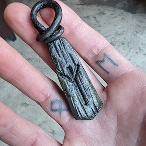 Algiz Runic Pendant - Hand forged