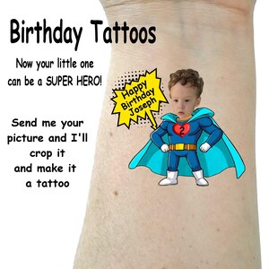 Super Hero birthday party gift personalized tattoos party favor face tattoo custom birthday gift fun picture tattoos temporary tattoos