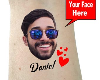 Bachelorette tattoos, Bachelorette party tattoos, Groom face, custom tattoo, face tattoo, picture tattoo, Bride tattoo,  party favors groom