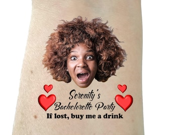 Bachelorette tattoos, Bachelorette party tattoos, Groom face, custom tattoo, face tattoo, picture tattoo, Bride tattoo,  party favors groom