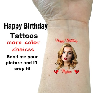 Birthday tattoos temporary tattoos 21st birthday happy birthday tattoos custom tattoo personalized tattoos face tattoo groom face