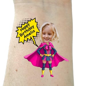 Super Hero birthday party gift personalized tattoos party favor face tattoo custom birthday gift fun picture tattoos kid temporary tattoos