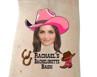 Space cowgirl bachelorette Custom photo tattoo, Temporary Tattoo,  Cowgirl Tattoo, Personalized Tattoo, Head Tattoo, Reception Favor Groom
