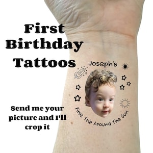 First Birthday tattoo First trip around the sun custom Face party tattoos personlized tattoo party favors babys first birthday 1st birthday