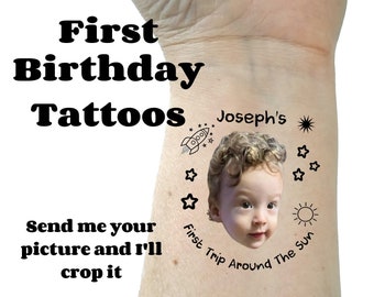 First Birthday tattoo First trip around the sun custom Face party tattoos personlized tattoo party favors babys first birthday 1st birthday