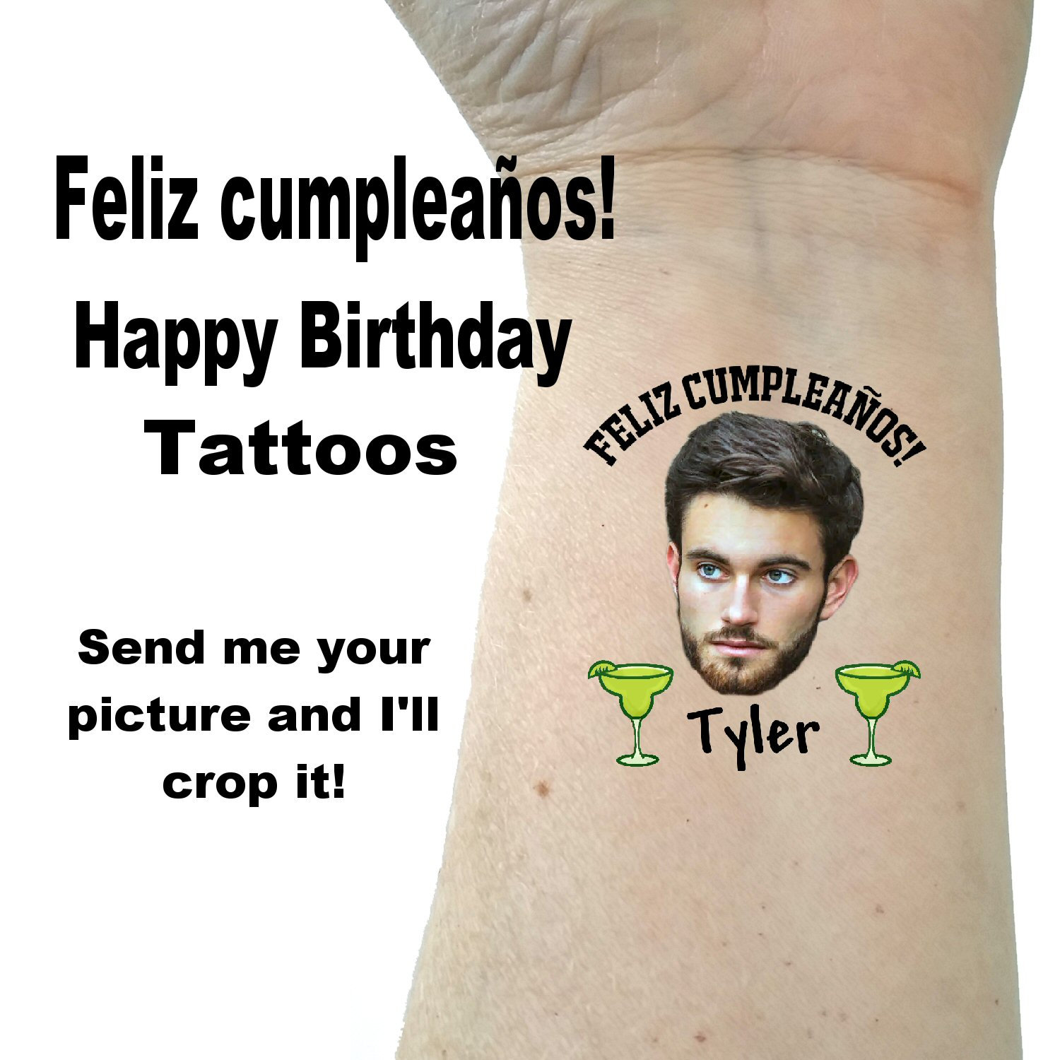 Birthday party tattoos Birthday tattoo Happy birthday Feliz | Etsy