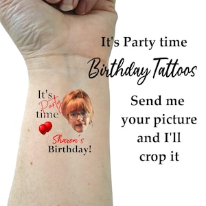 Birthday tattoos, custom tattoos, face tattoos, birthday party tattoo, party favors, temporary tattoo