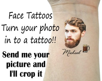 Bachelorette tattoos, Bachelorette party tattoos, Groom face, custom tattoo, face tattoo, picture tattoo, Bride tattoo,  party favors