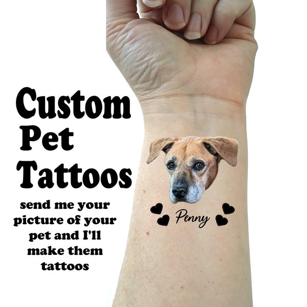 Custom pet tattoos, face tattoos, temporary tattoos