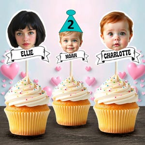 Custom Face Cupcake Toppers, Personalized Cupcake Toppers, Head on a Stick, Fun Party Decoration,  Custom Birthday Party Cupcake Toppers hat