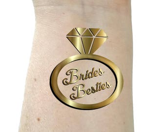 Bachelorette party tattoo bridesmaid tattoo bride tattoo gold tattoo temporary tattoo bachelorette tattoos