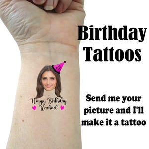 Birthday party gift personalized tattoos party favor face tattoo birthday friend gift fun picture tattoo birthday temporary tattoo party hat