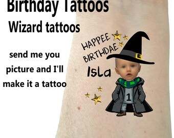 Wizard birthday party gift personalized tattoos party favor face tattoo custom birthday gift fun picture tattoos temporary tattoos