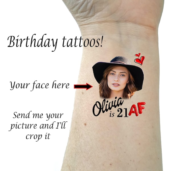 Birthday tattoos temporary tattoos fake tattoos 21st birthday happy birthday tattoos custom tattoo personalized tattoos face tattoo