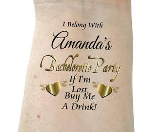 Bachelorette tattoo bridesmaid tattoo bachelorette party tattoos temporary tattoo gold tattoos