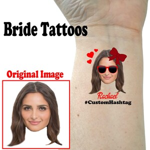 Bachelorette tattoos, Bachelorette party tattoos,  Bride tattoo, custom tattoos, personalized tattoos, photo tattoo, groom tattoos, picture