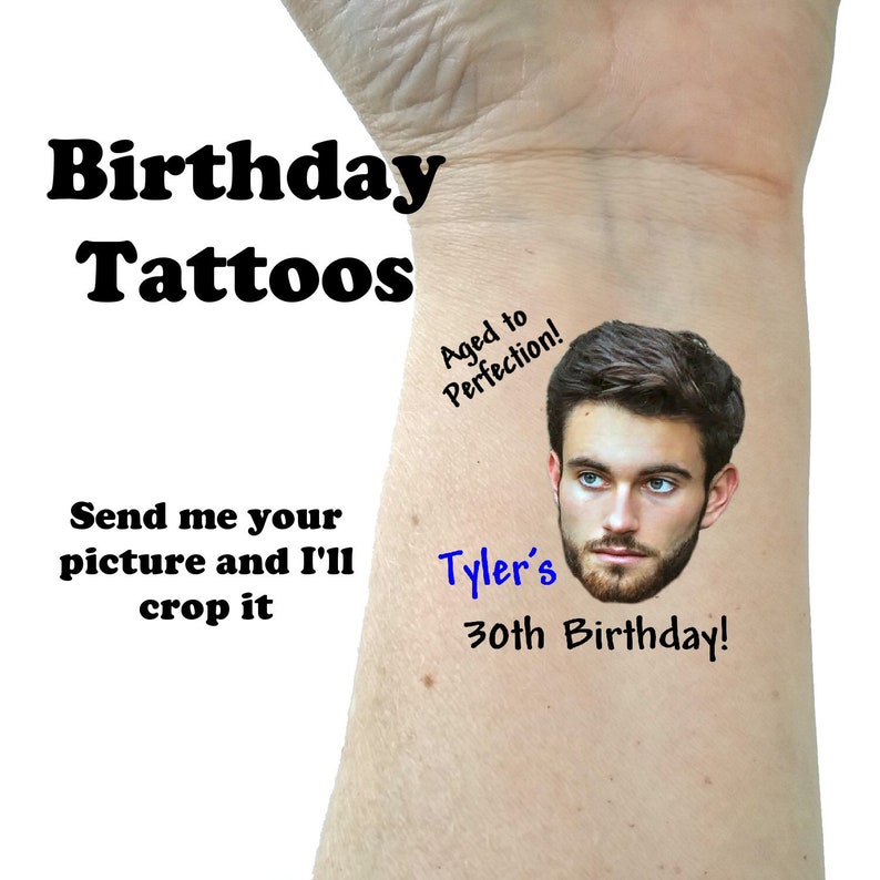 Birthday Tattoos Temporary Tattoos Fake Tattoos 30th Birthday Etsy