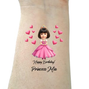 Birthday tattoos  custom Face party tattoos personlized tattoo party favors kids birthday face tattoo fun party gift Princess birthday