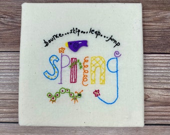 Hand Embroidered Spring Wall Art, Spring Wall Art, Spring Home Decor, Home Decor Gift, Gift For New Home, Hand Embroidered Wall Hanging