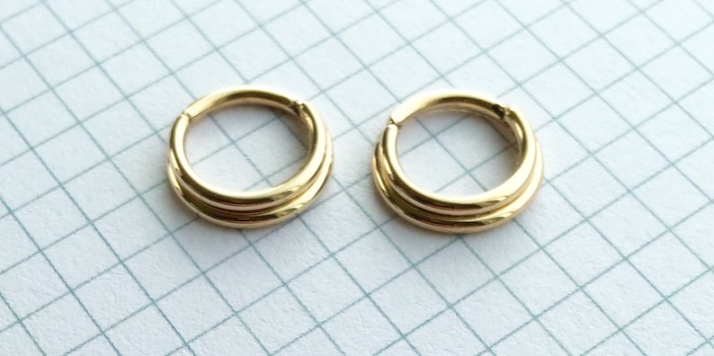 Not a Clicker Double Septum Ring 16G 14k Solid Yellow Gold 8mm Diameter Seam Ring