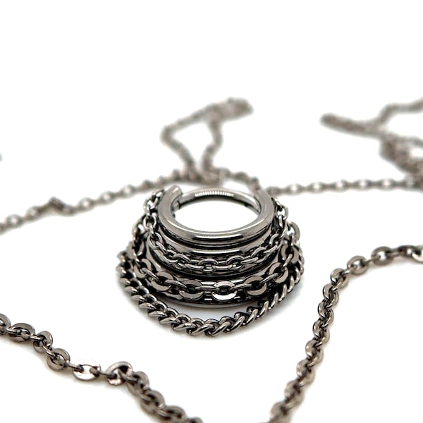 NEW 2024 DESIGN TITANIUM Quintuple Septum Ring Hinged Clicker with 3 different chains