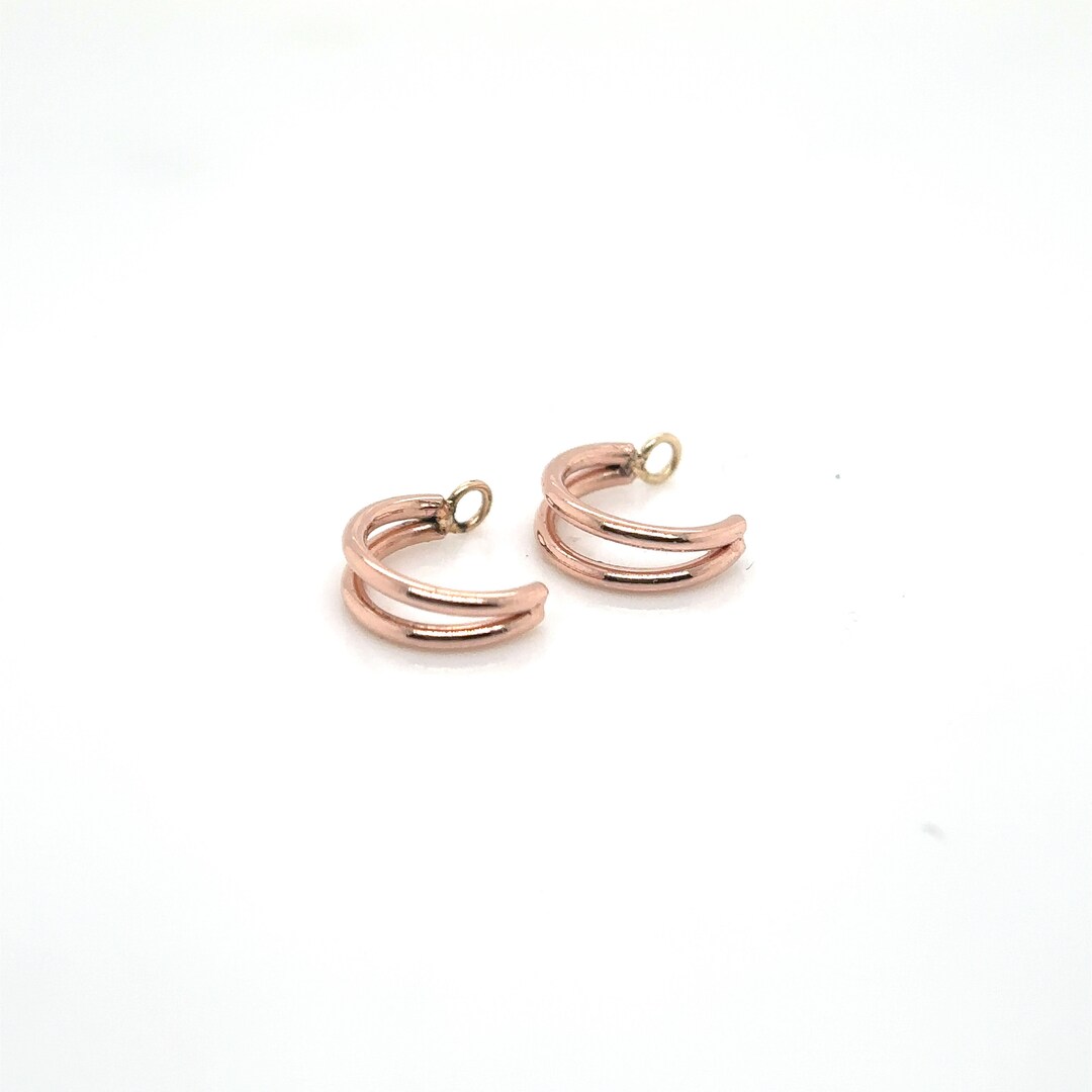 Threadless Bar Hoop 14k Gold Double Illusion Faux Hoop. Threaded/threadless End Attachment ...