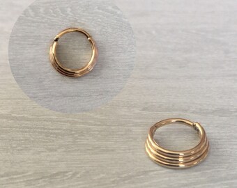 Dreifach-Septum Ring 18G 14 k solide Gelb Gold 8mm Durchmesser