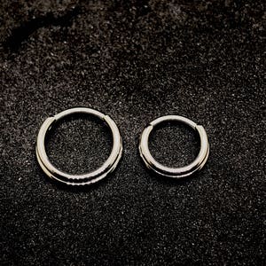 TITANIUM Double Septum Ring Hinged Clicker. 18g, 16g, or 14g. Many Diameters Available