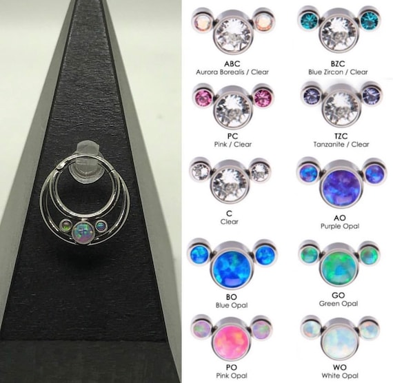 Implant Grade Titanium Ridged With Pink CZ Gems Hinged Hoop Clicker Ring Implant Grade Titanium Ridged With Pink CZ Gems Hinged Hoop Clicker Ring