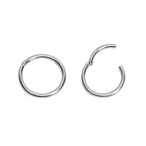 May include: Two silver seamless hoop earrings, each with a hinged opening.