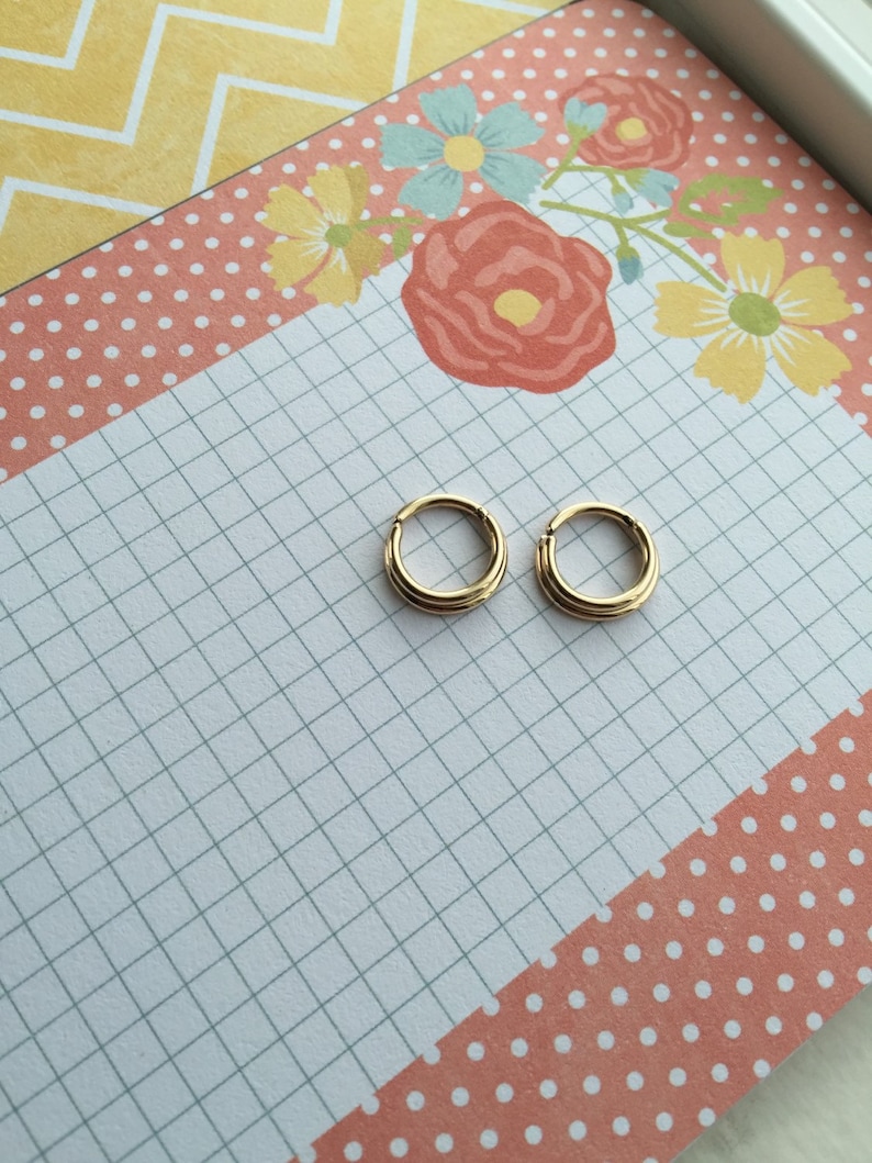 Not a Clicker Double Septum Ring 16G 14k Solid Yellow Gold 8mm Diameter Seam Ring
