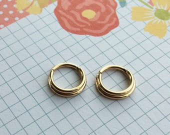 Doppelte Septum Ring 16G 14 k solide Gelb Gold 8mm Durchmesser Naht. Kein Clicker