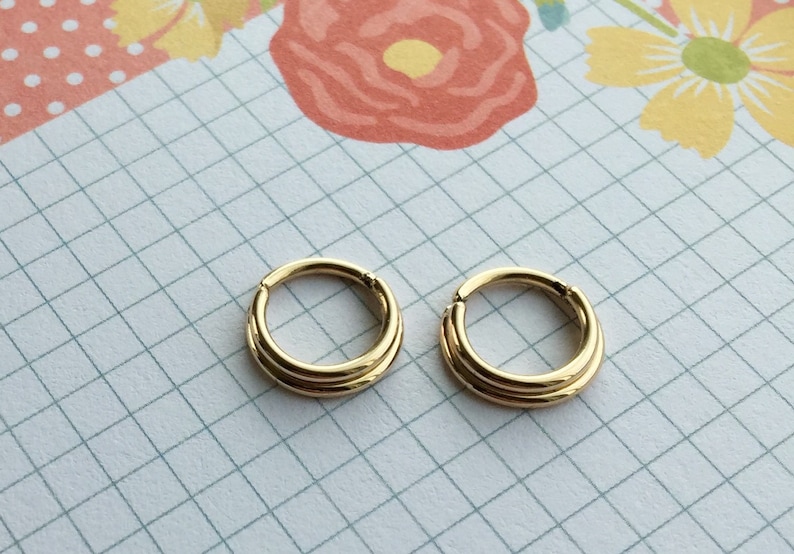 Not a Clicker Double Septum Ring 16G 14k Solid Yellow Gold 8mm Diameter Seam Ring