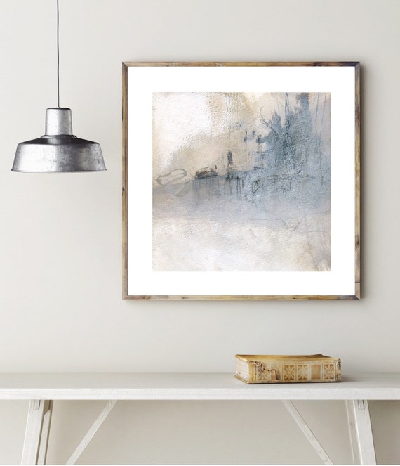 Mixed Media Original Artwork Giclee Print by Kierstie Masih. Muted Colours Beige Landscape Modern Art. Contemporary Pencil and Acrylic Paint