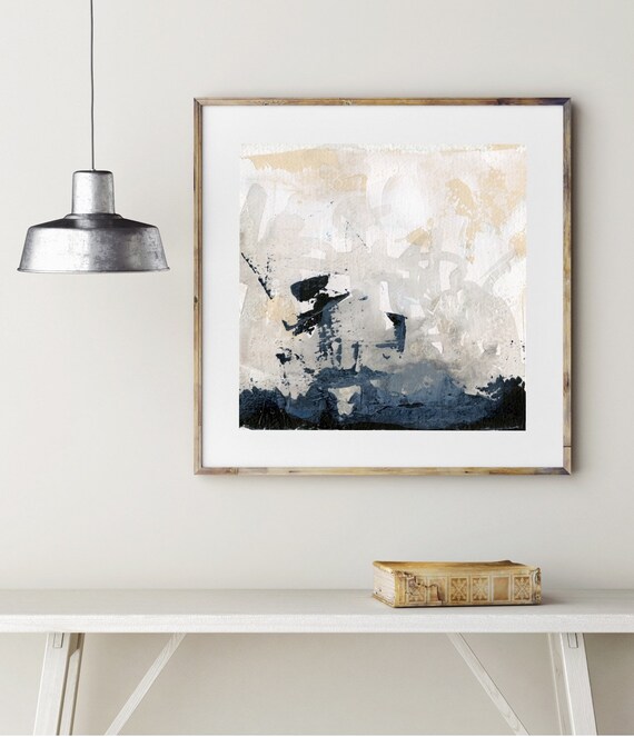 Black Ink Print, Beige Original Painting, Modern Art Giclee, Acrylic Artwork, Living Room, Bedroom, Hallway, Beach House Home Decor