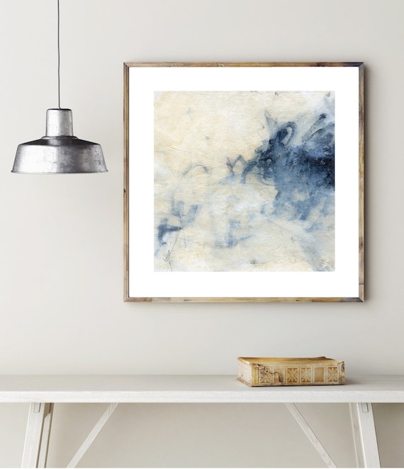 Ink Blue, Indigo and White Abstract Painting, Original Artwork, Fine Art Print | Decor Modern Art, Giclee Print | nature home decor