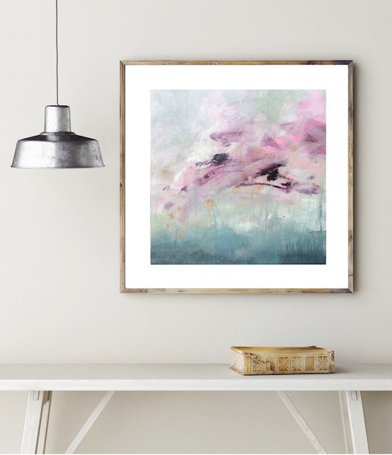 Pink, Purple, Blue Skyscape Abstract Painting, Original Artwork, Fine Art Print, Wall Hanging Decor Modern Art, Giclee Print