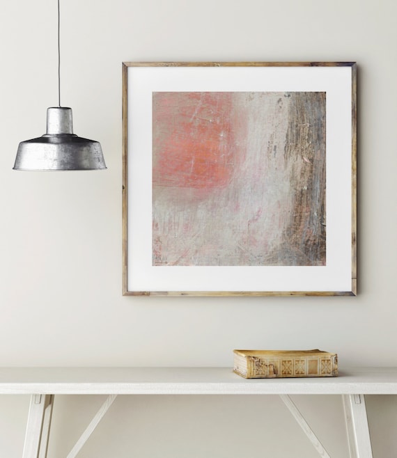 Giclee Abstract Painting Art Print, Wall Hangings Orange Brown White, Contemporary Modern Minimalist Office Decor, Trendy Fine Art Acrylic