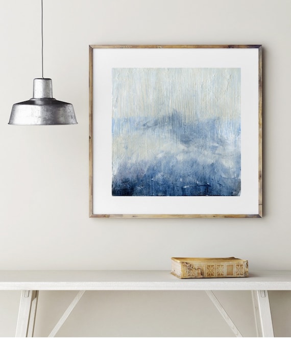 Large Abstract Beige Art Print, Modern Living Room Wall Hangings, Black, Navy, White, Beige Painting, Landscape, Muted Neutral Colours