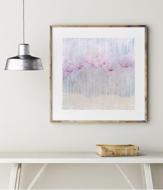 Subtle Pink and Beige Floral Abstract, Original Painting, Modern Art Giclee, Acrylic Artwork, Living Room, Bedroom, Beach House Home Decor