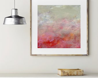 Pink Modern Art Print, Acrylic Wall Hanging, Beige Painting, Living Room, Red Bedroom Giclee Landscape, Modern Art | nature home decor |