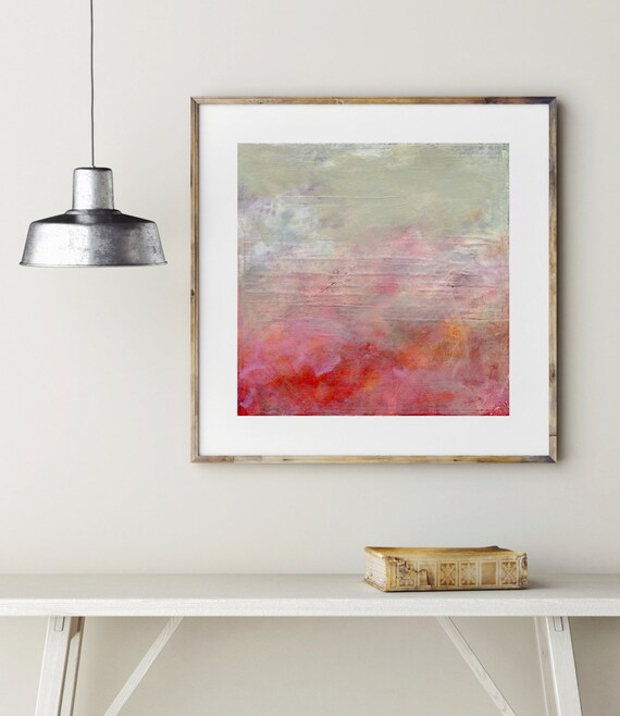 Pink Modern Art Print, Acrylic Wall Hanging, Beige Painting, Living Room, Red Bedroom Giclee Landscape, Modern Art | nature home decor |