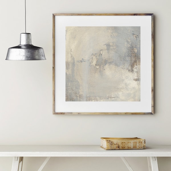 Abstract Art Print, Modern Wall Hangings, Beige Painting Landscape, Fine Art Prints, Minimalist Home Decor, Brown, White, Grey Giclee