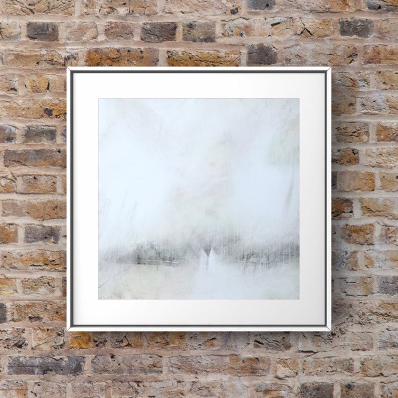 Muted Baby Blue Abstract Art Print Charcoal Neutral Giclee Etsy